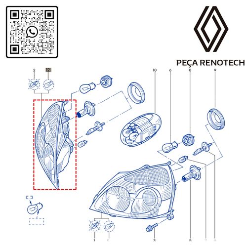 RN 045994-L 7701045994 LENTE DO FAROL DIR. CLIO II ...03 4
